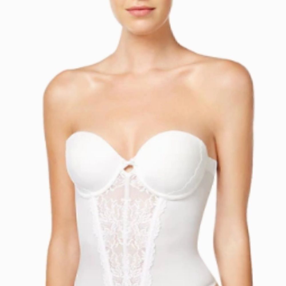 Maidenform White Lace Strapless Push Up Bustier New with Tags Size 36 C